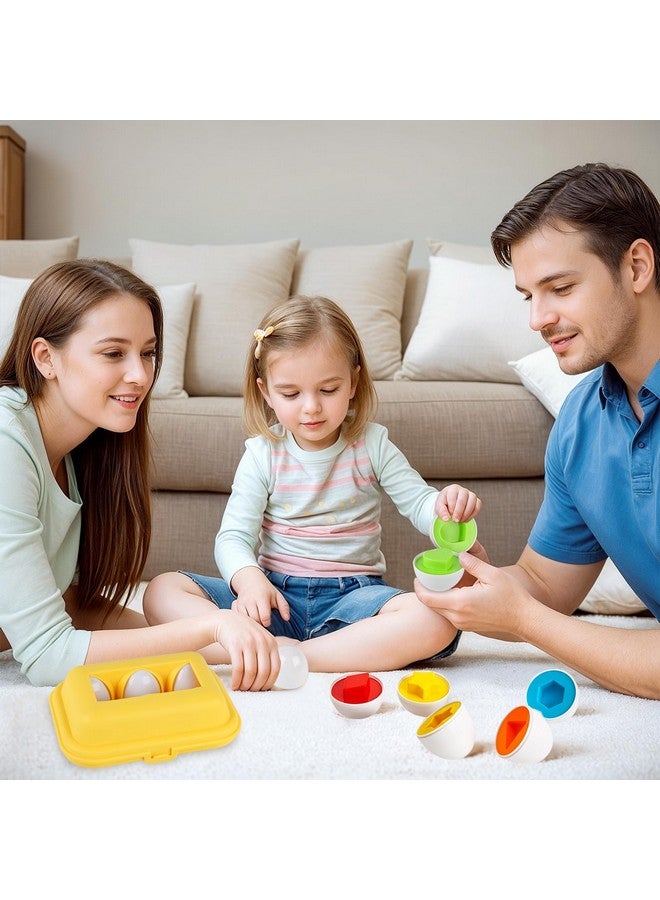 HansGo ألعاب البيض المطابقة من HANSGO للأطفال الصغار، 6 ألعاب بيض عيد الفصح مع علبة تخزين، مجموعة تعليمية لمطابقة الألوان والأشكال - Image 3