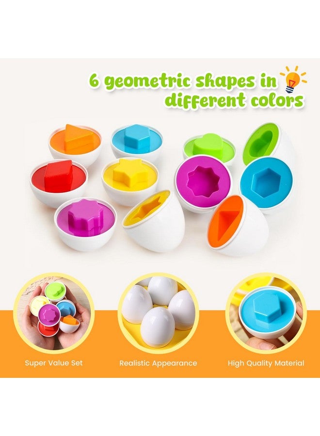 HansGo ألعاب البيض المطابقة من HANSGO للأطفال الصغار، 6 ألعاب بيض عيد الفصح مع علبة تخزين، مجموعة تعليمية لمطابقة الألوان والأشكال - Image 5