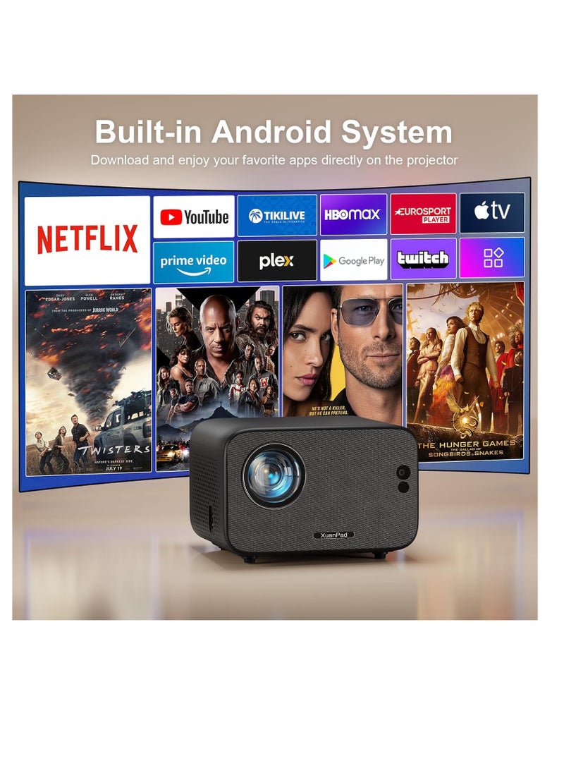 XuanPad - [Auto Focus & Android System] Smart Mini Projector with WiFi and Bluetooth, Projector 4K Support, 700 ANSI, Auto Keystone, 3D Stereo Sound Outdoor/Home Projector with 360°Adjustable Stand | XW3Z - Image 1
