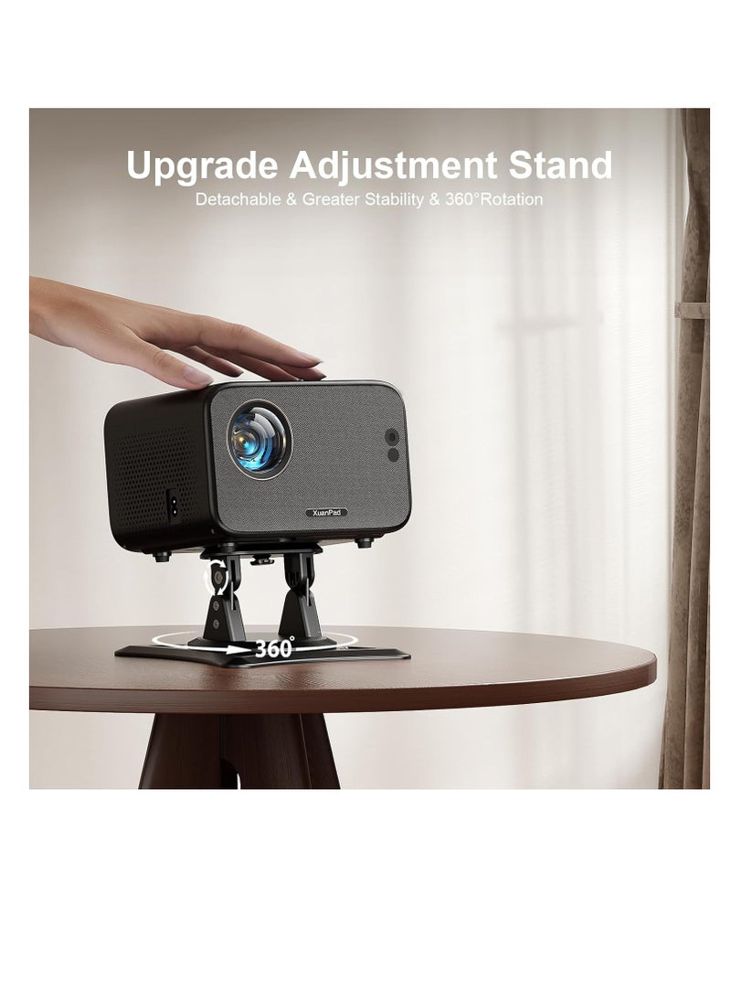 XuanPad - [Auto Focus & Android System] Smart Mini Projector with WiFi and Bluetooth, Projector 4K Support, 700 ANSI, Auto Keystone, 3D Stereo Sound Outdoor/Home Projector with 360°Adjustable Stand | XW3Z - Image 1
