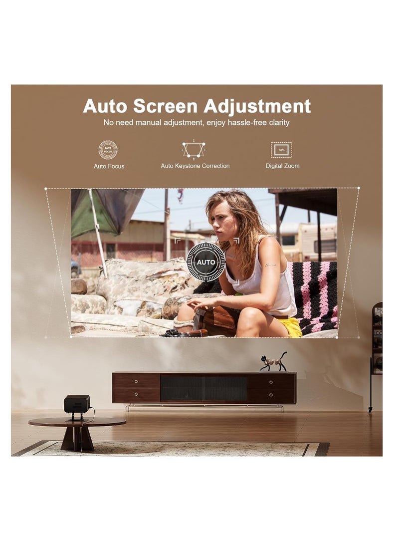 XuanPad - [Auto Focus & Android System] Smart Mini Projector with WiFi and Bluetooth, Projector 4K Support, 700 ANSI, Auto Keystone, 3D Stereo Sound Outdoor/Home Projector with 360°Adjustable Stand | XW3Z - Image 1