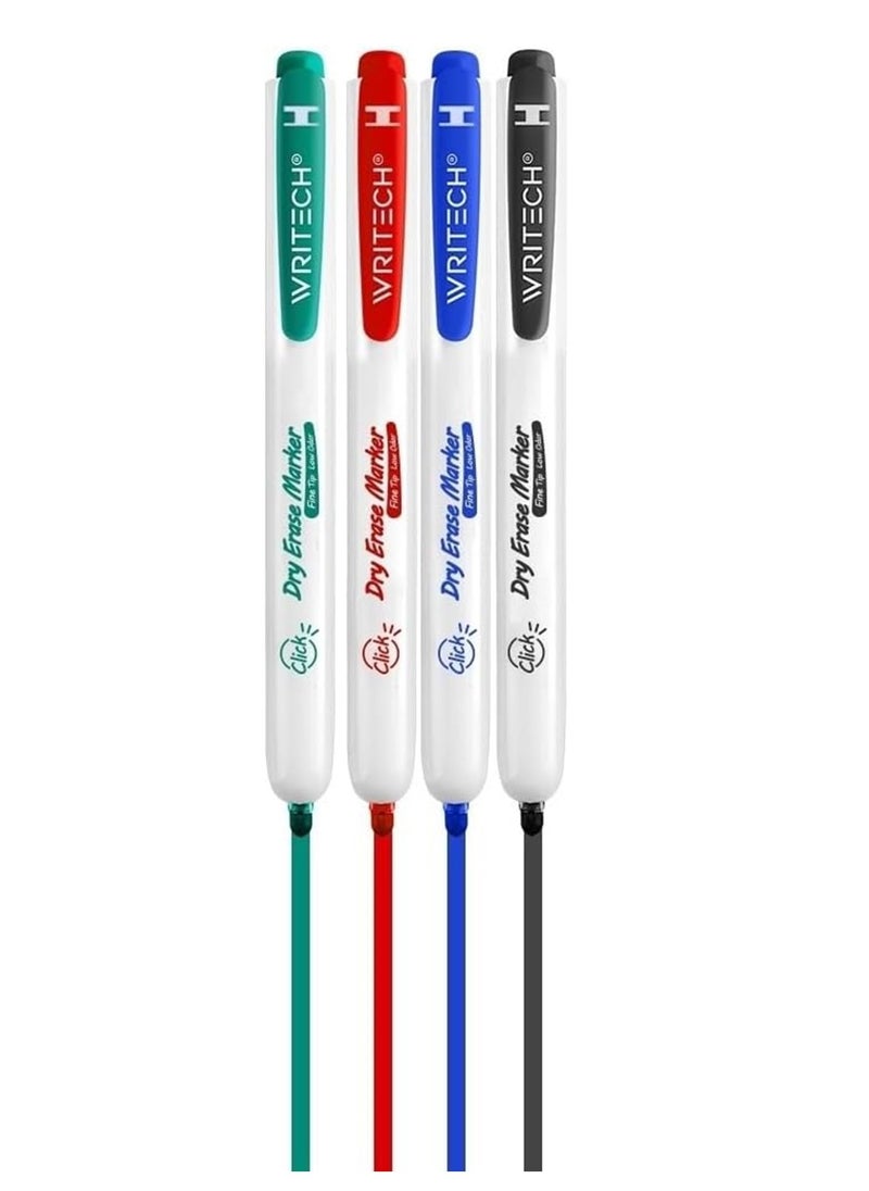 WRITECH 4-Piece Retractable Whiteboard Markers Multicolour  - Image 2