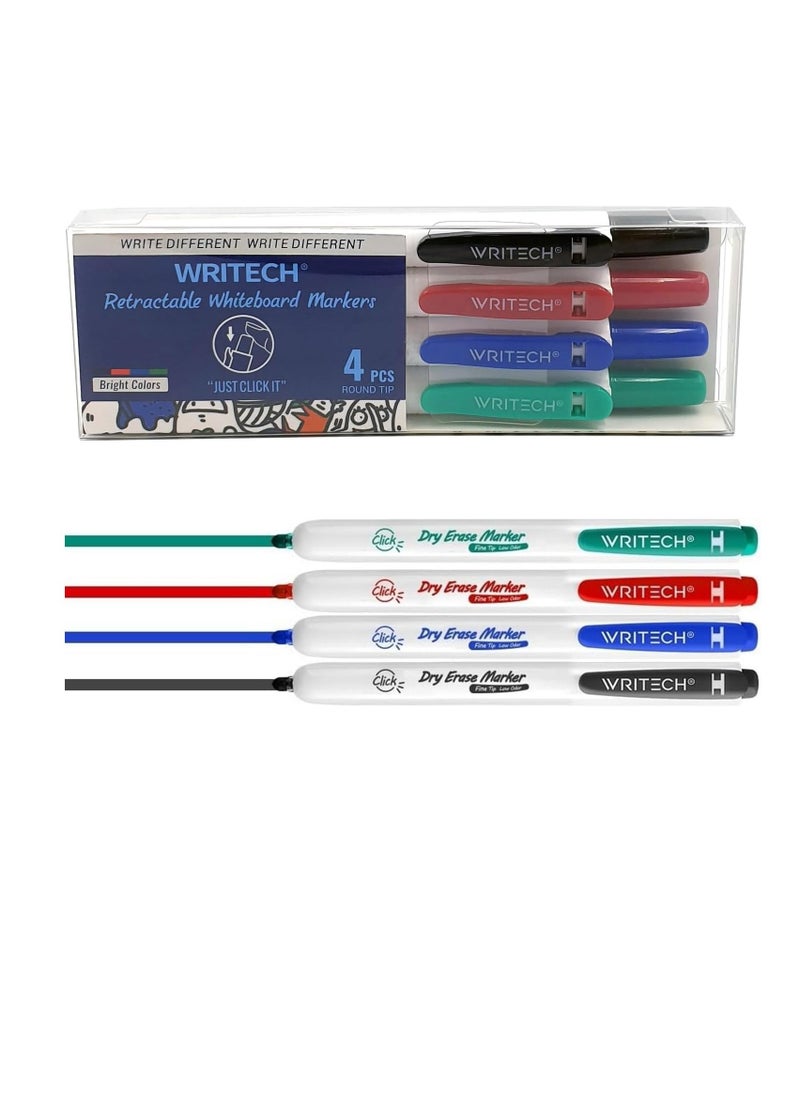 WRITECH 4-Piece Retractable Whiteboard Markers Multicolour  - Image 1