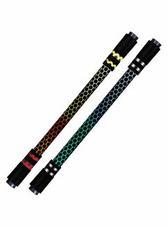 SYOSI Spinning Rotating Pen, 2 Pieces LED Rolling Finger Rotating Pen Anti Slip Coating Spinning Pen Spinning Ballpoint Pen for Student Entertainment, Unable to Write (Black & Silver)  - Image 1