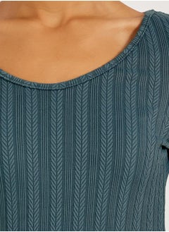 Styli Jacquard Rib Lettuce Hem Nightdress  - Image 3