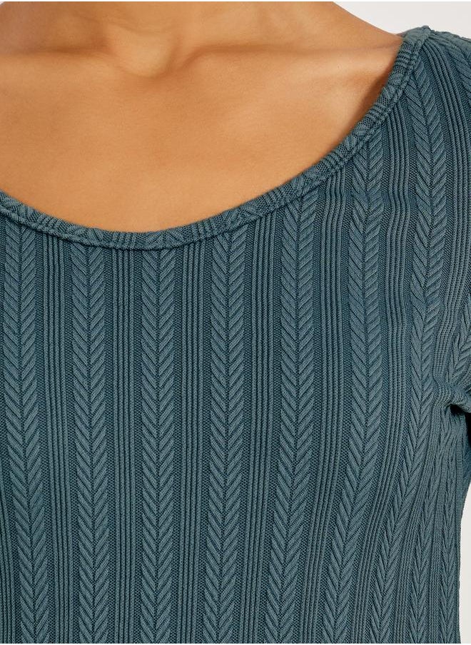Styli Jacquard Rib Lettuce Hem Nightdress  - Image 3