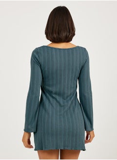 Styli Jacquard Rib Lettuce Hem Nightdress  - Image 4