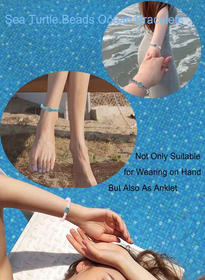 Tornito 6Pcs Sea Turtle Beads Ocean Bracelet Natural Stone Colorful Elastic Turquoise Stretch Bracelet Friendship Gifts for Women Men 8mm - Image 4