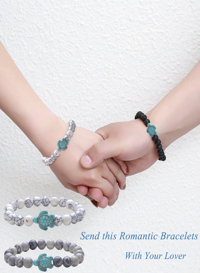 Tornito 6Pcs Sea Turtle Beads Ocean Bracelet Natural Stone Colorful Elastic Turquoise Stretch Bracelet Friendship Gifts for Women Men 8mm - Image 5