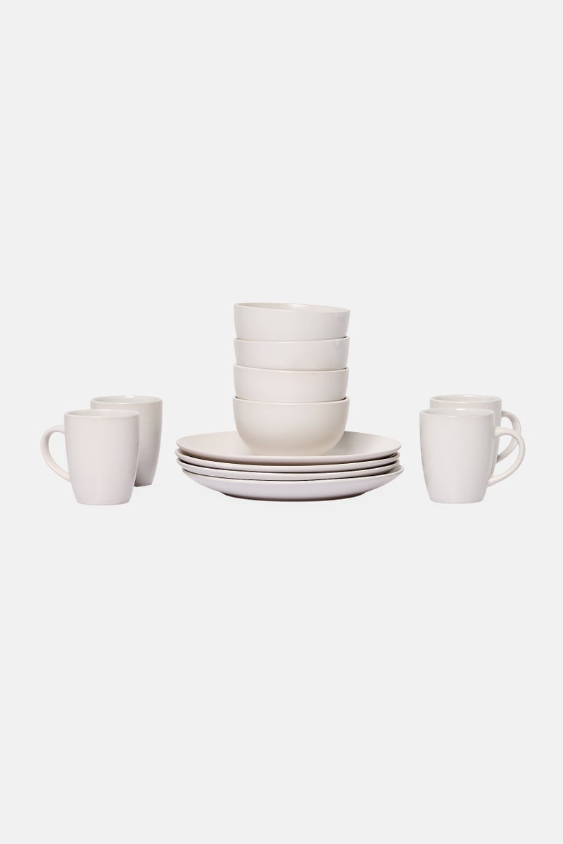 Gibson Home 12 Pieces Everyday Plus Stoneware Dinner Set, White - Image 4