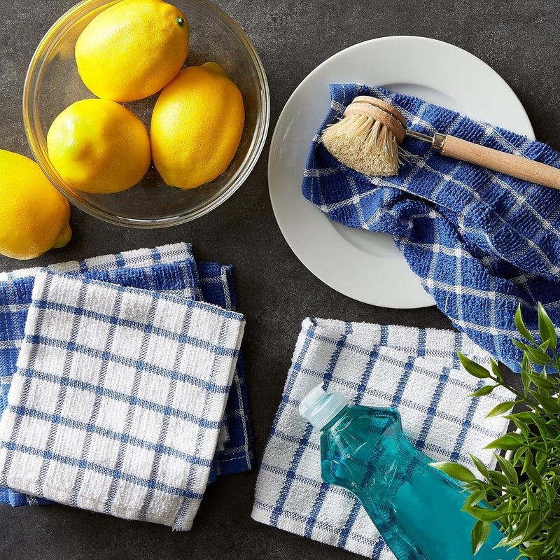 DII Basic Terry Collection Windowpane Dishcloth Set, 12x12, Blueberry, 6 Piece - Image 5