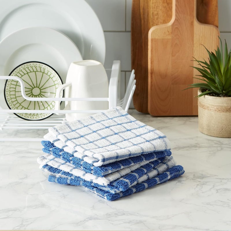 DII Basic Terry Collection Windowpane Dishcloth Set, 12x12, Blueberry, 6 Piece - Image 4