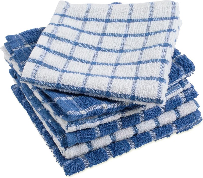 DII Basic Terry Collection Windowpane Dishcloth Set, 12x12, Blueberry, 6 Piece - Image 2