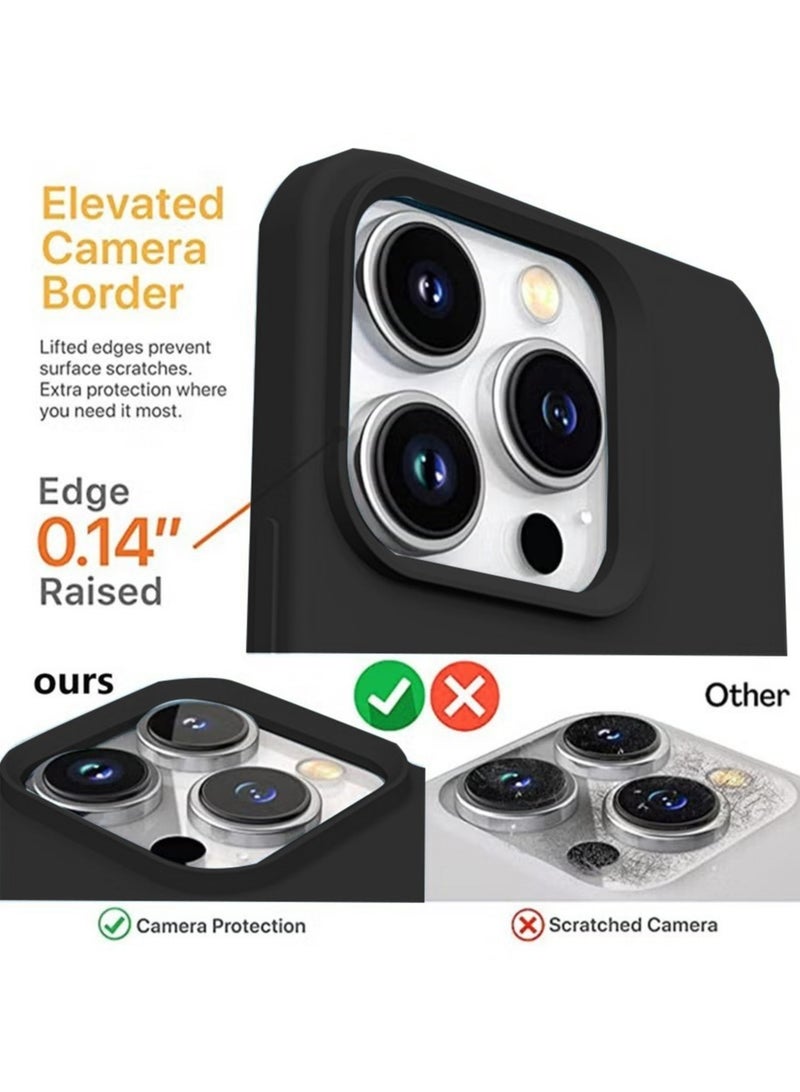 iPhone 16 Pro Max Case غطاء سيليكون جل سائل ناعم فائق النحافة مقاوم للصدمات جراب خلفي حماية كاملة للجسم مضاد للخدش بطانة ناعمة من الألياف الدقيقة أسود - Image 2