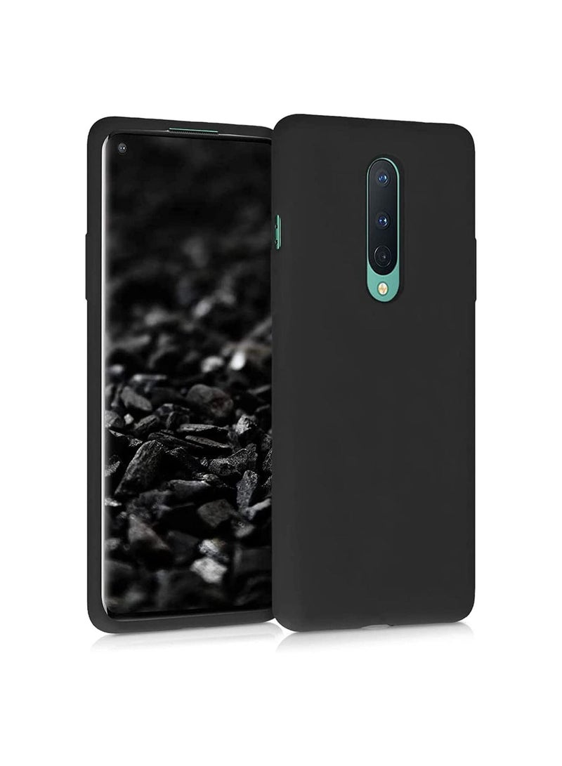 إيف OnePlus 8 سائل السيليكون العلبة الناعمة ذات البطانة الدقيقة الناعمة مرنة مرنة الصدمة الممتازة الغطاء الكامل للحماية من الجسم (OnePlus 8 ، أسود) - Image 1