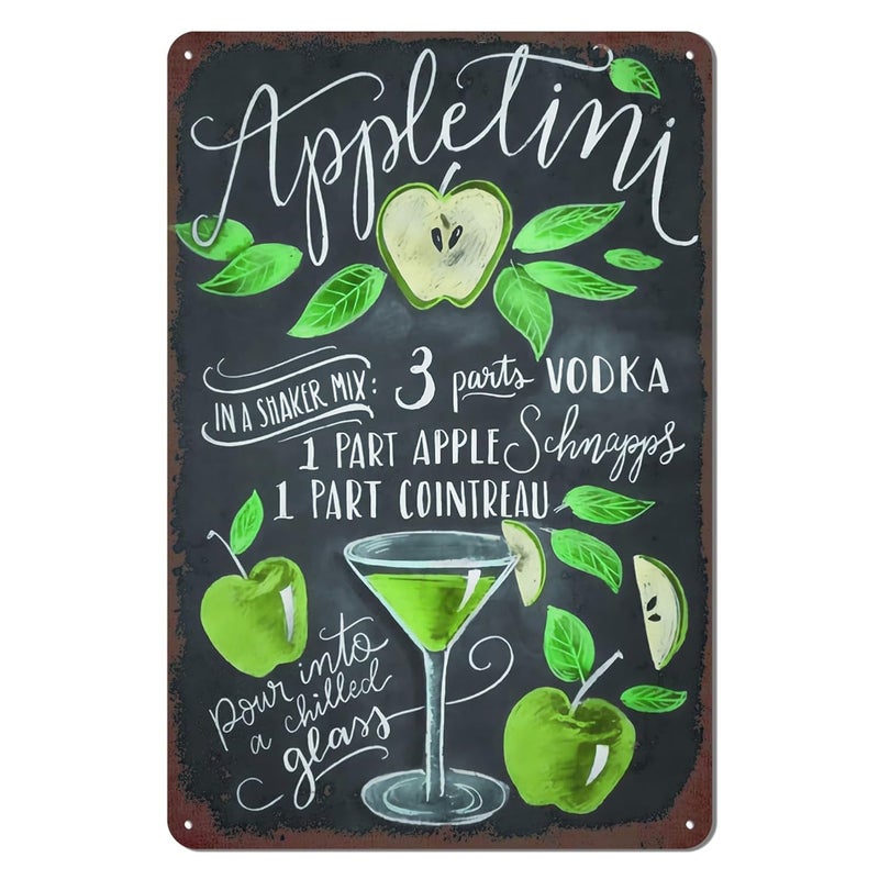 kengtou Vintage Appletini Cocktail Metal Sign - Image 1