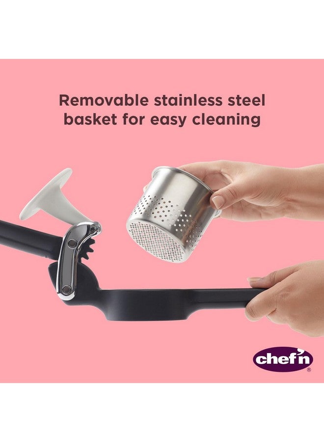 شيف إن هرس البطاطس والخضراوات من شيفن، أداة مطبخ متينة للضغط والهرس، لون أسود - Image 4