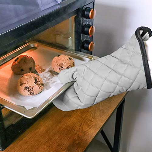 ARCLIBER Oven Mitts 1 Pair of Quilted Lining,Heat Resistant Kitchen Gloves,Classic Flame Oven Mitt Set,Grey 13 Inches - Image 2