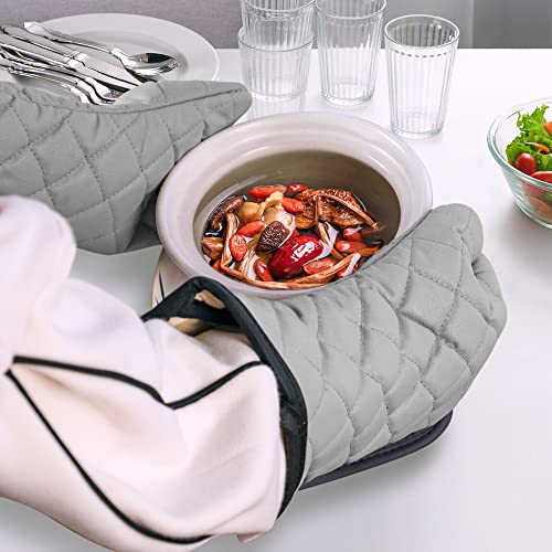 ARCLIBER Oven Mitts 1 Pair of Quilted Lining,Heat Resistant Kitchen Gloves,Classic Flame Oven Mitt Set,Grey 13 Inches - Image 3