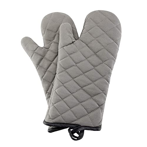 ARCLIBER Oven Mitts 1 Pair of Quilted Lining,Heat Resistant Kitchen Gloves,Classic Flame Oven Mitt Set,Grey 13 Inches - Image 1