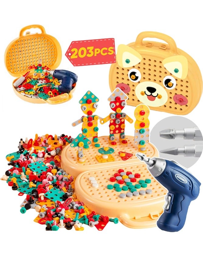ranxian Kids Repair Tool Box 203-Piece Building Block Construction Set with Toy Drill and Screwdriver, Creative Engineering Activity for Kids, Gift for Children, Everyday Play - Image 1