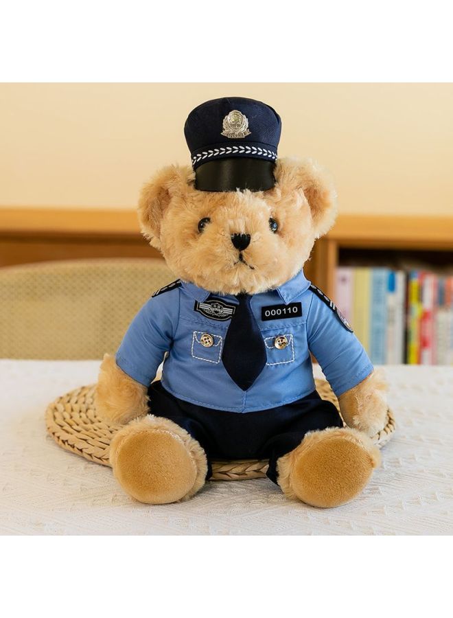 Corn Doll Special Police Bear Police Doll Traffic Police Bear Fire Souvenir Promotional Gifts-Specifications:Police Brown + Tie-Color:25cm  - Image 1
