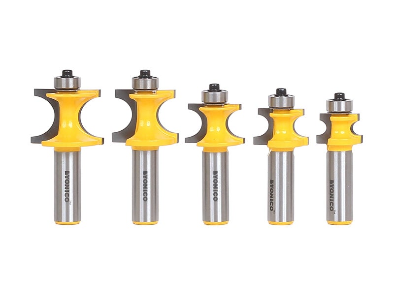 YONICO Bullnose Beading Router Bits Set 5 Bit 12Inch Shank 13516