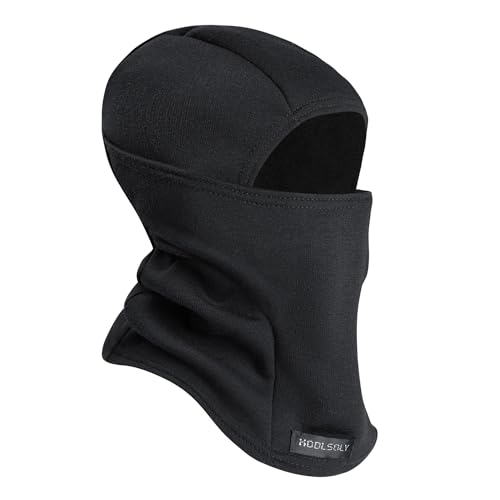 KOOLSOLY Kids Balaclava Face Mask, Winter Hat Face Warmer for Cold Weather Ski Mask for Boys Girls Black - Image 1