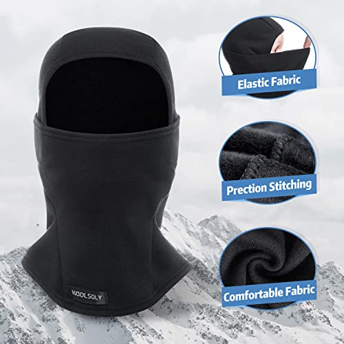 KOOLSOLY Kids Balaclava Face Mask, Winter Hat Face Warmer for Cold Weather Ski Mask for Boys Girls Black - Image 4