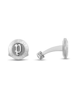 POLICE Stud Brushed Silver Cufflinks For Men with P Logo  - Image 2