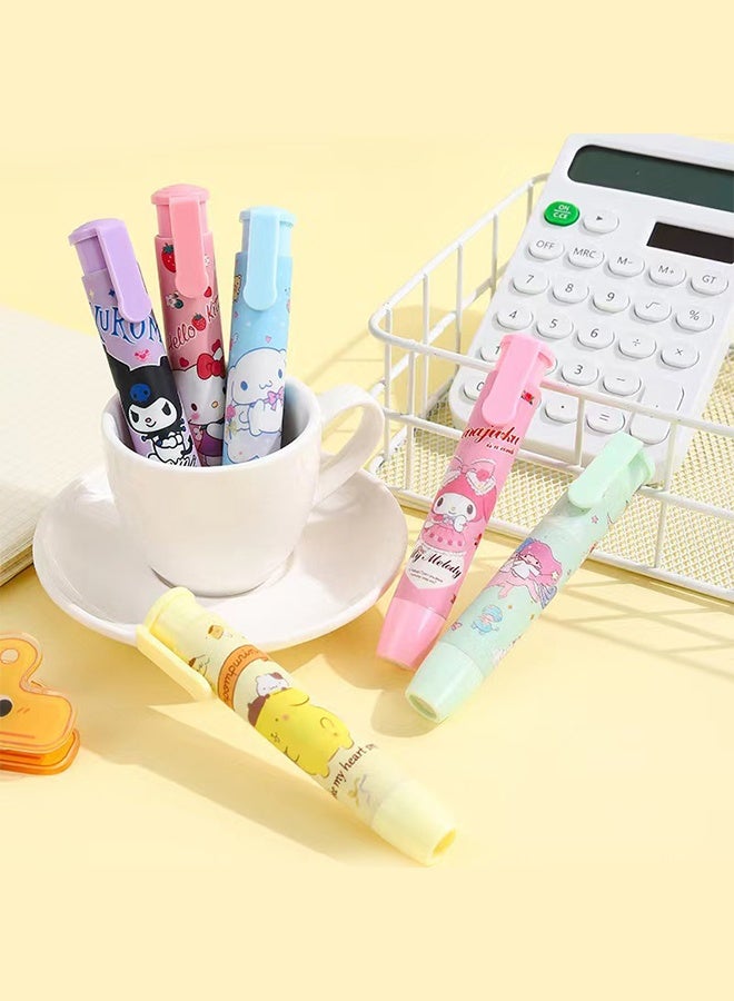 Sweet Life 5 Pcs Cute Pink Retractable Eraser with 5 Pcs Extra Refills Cartoon Eraser Pencil Erasers for School Kids Boy Girl Women - Image 5