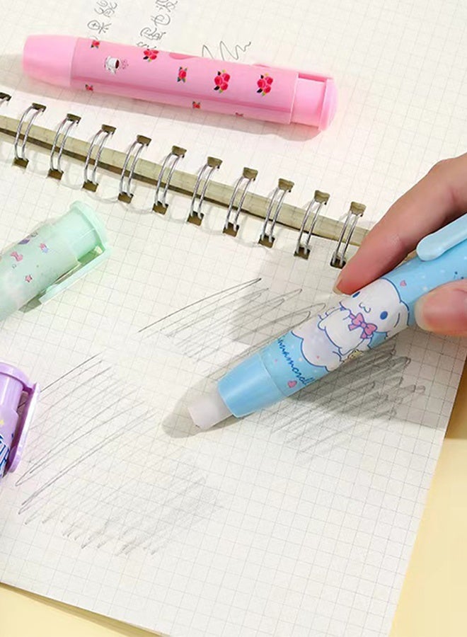 Sweet Life 5 Pcs Cute Pink Retractable Eraser with 5 Pcs Extra Refills Cartoon Eraser Pencil Erasers for School Kids Boy Girl Women - Image 4
