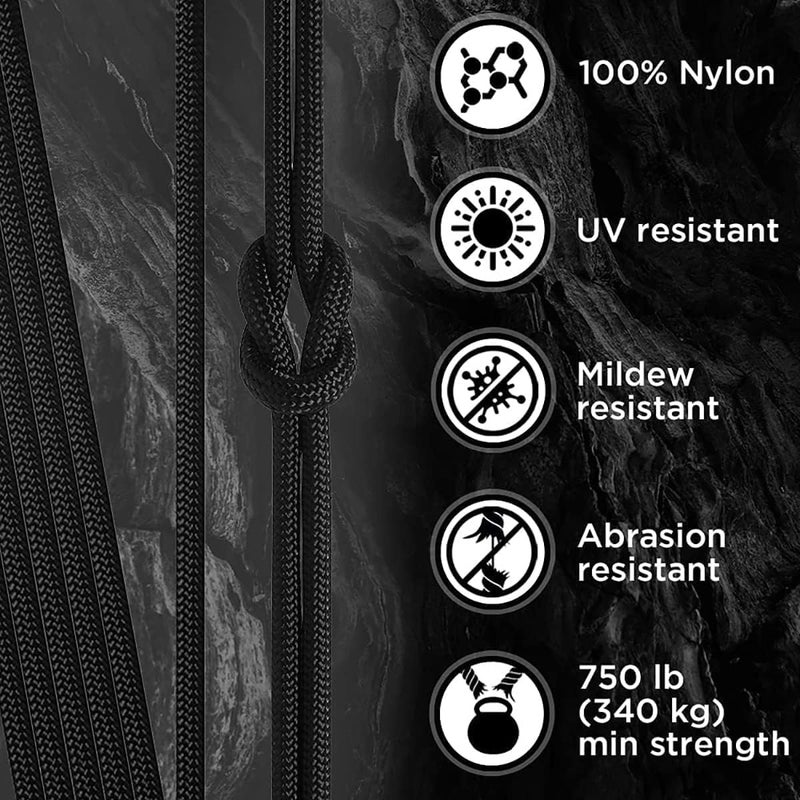 HZYH 4mm Nylon Paracord Rope 100ft, Heavy Duty Type III 550 Cord, Strong Outdoor Utility Cord for Camping, Hiking, Survival, Tent, Hammock, Fishing, DIY, Black - Image 3