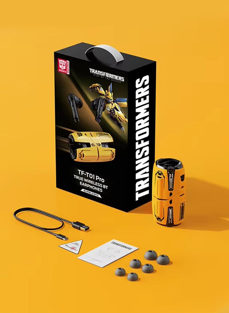 TRANSFORMERS TF-T01 Wireless Gaming Earbuds – AI Noise Cancelling Mic, 5H Playtime, Touch Control, Low Latency Gaming and Music Modes, 5.3 Bluetooth Compatible With iOS, Android, PC and More – Yellow - Image 4