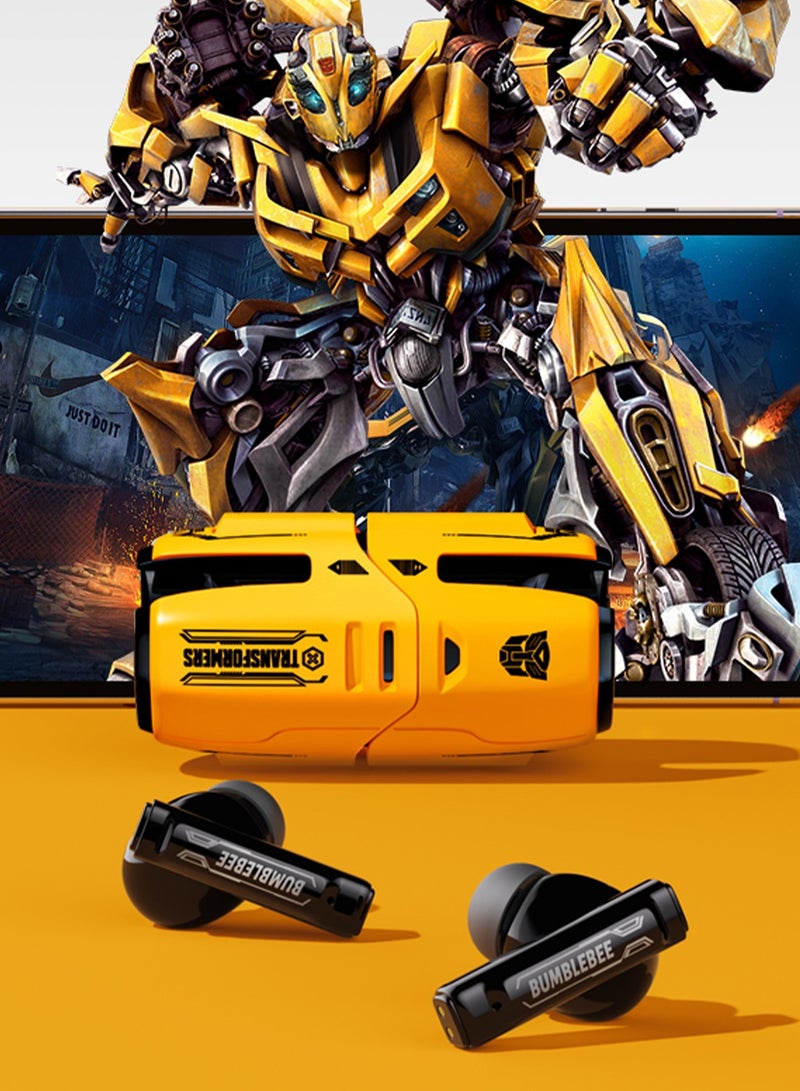 TRANSFORMERS TF-T01 Wireless Gaming Earbuds – AI Noise Cancelling Mic, 5H Playtime, Touch Control, Low Latency Gaming and Music Modes, 5.3 Bluetooth Compatible With iOS, Android, PC and More – Yellow - Image 3