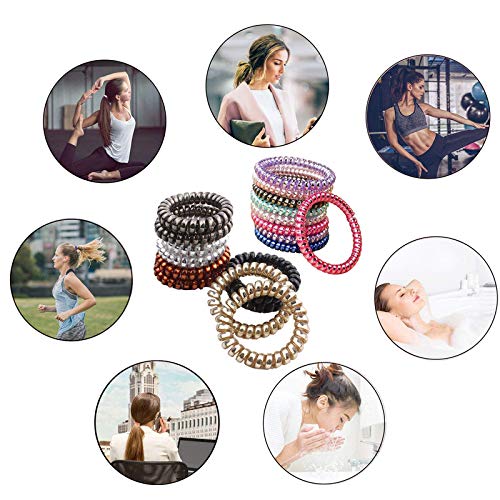 Belicia 15PCS Coil Hair Ties No CreaseTraceless Spiral Hair TiesElastic Phone Cord Hair TiesColorful Telephone Hair TiesPonytail Holder SpiralsSpiral Hair Coils 2 Styles - Image 5