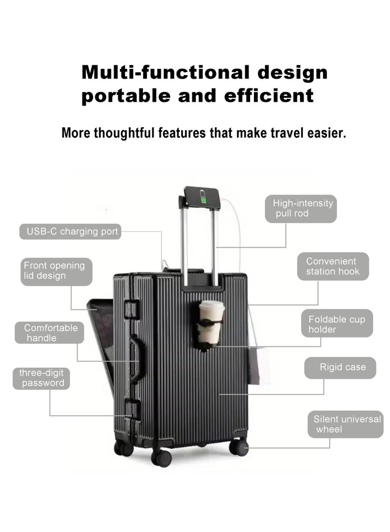 Prosperity Luxury Business Travel Suitcase - 20 Inch Carry-On Trolley Bag - 360° Silent Spinner Wheels - TSA Combination Lock - Side Opening Design - Image 5