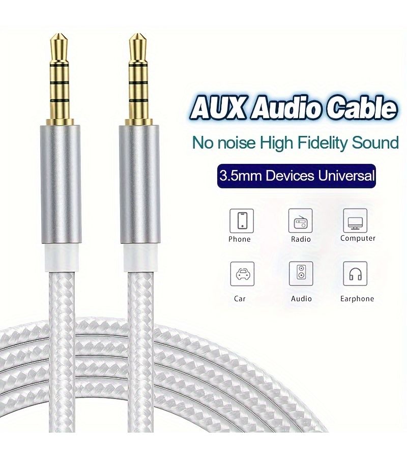 Gold Plated 3.5mm Aux Audio Cable Nylon Braided Male to Male Hi Fi Sound Cord 2m for Smartphone Headphones Car Home Stereo Speaker - Image 2
