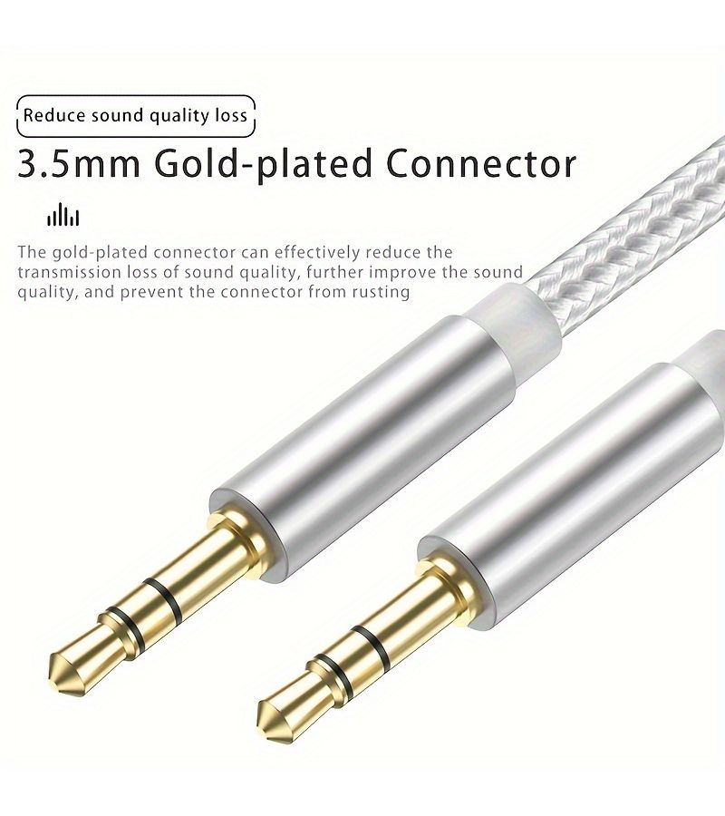Gold Plated 3.5mm Aux Audio Cable Nylon Braided Male to Male Hi Fi Sound Cord 2m for Smartphone Headphones Car Home Stereo Speaker - Image 1