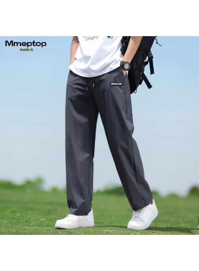 Mmoptop Men's Summer Ice Silk Lightweight Loose Casual Sports Pants Mmql2 Dark Grey M - Image 4