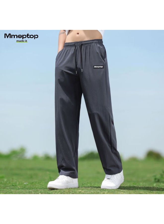 Mmoptop Men's Summer Ice Silk Lightweight Loose Casual Sports Pants Mmql2 Dark Grey M - Image 5