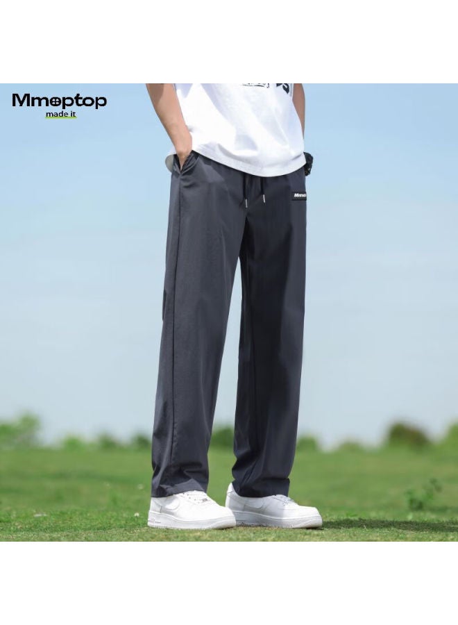Mmoptop Men's Summer Ice Silk Lightweight Loose Casual Sports Pants Mmql2 Dark Grey M - Image 3