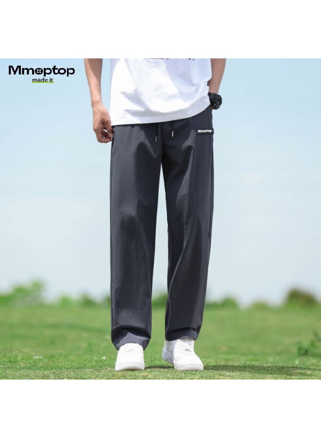 Mmoptop Men's Summer Ice Silk Lightweight Loose Casual Sports Pants Mmql2 Dark Grey M - Image 2