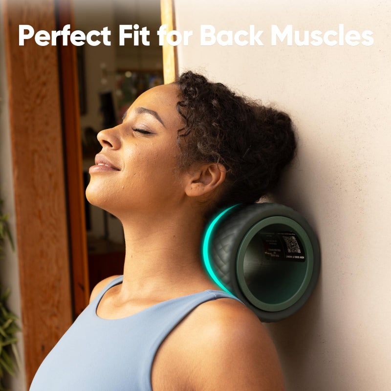 فتبسة FitBeast Back Roller - عجلة دوارة خلفية لتدليك الأنسجة العميقة وتخفيف آلام الظهر وعجلة اليوغا ونقالة الظهر وبكرة إسفنجية لتمديد جهاز تكسير الظهر (6 بوصات أزرق) - Image 2