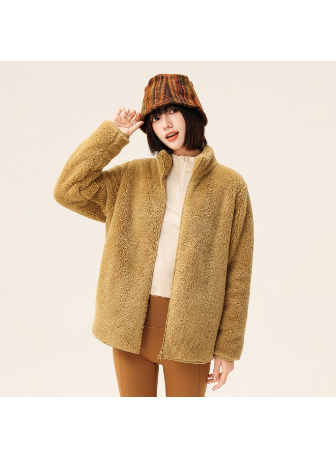 Flying in the snow New Autumn/winter Short Stand Collar Large Pocket Unisex Coral Fleece Jacket - Image 5