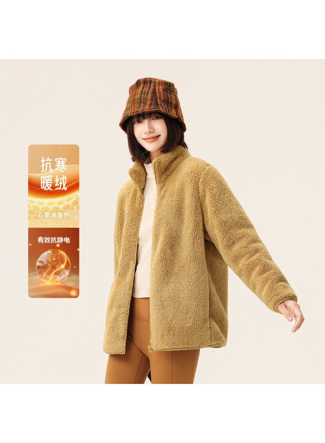 Flying in the snow New Autumn/winter Short Stand Collar Large Pocket Unisex Coral Fleece Jacket - Image 4