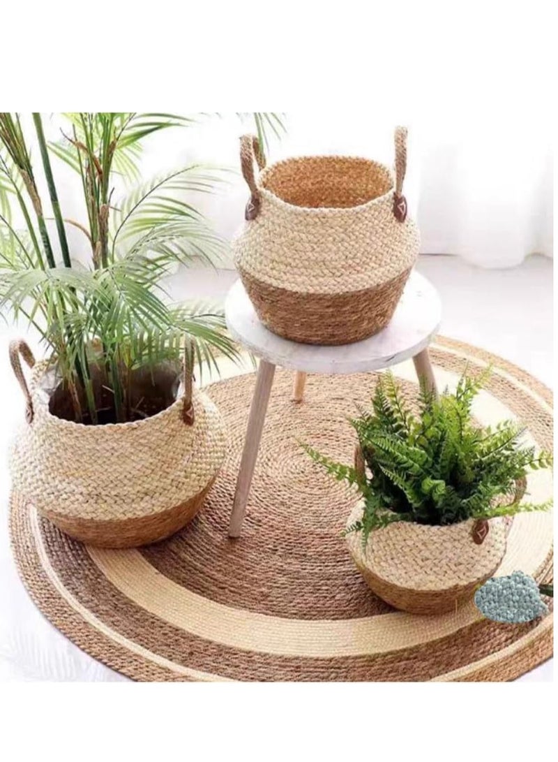 FFD Natural Jute Rug with White Line Jute Rug Carpet Handmade Braided Jute Carpet  - Image 5