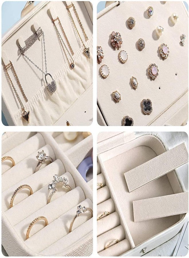 Gnanex علبة مجوهرات من الجلد الصناعي من غنانكس، مثالية للأقراط والخواتم والقلائد - حافظة مجوهرات، هدية رائعة للفتيات والسيدات، لون وردي - Image 5