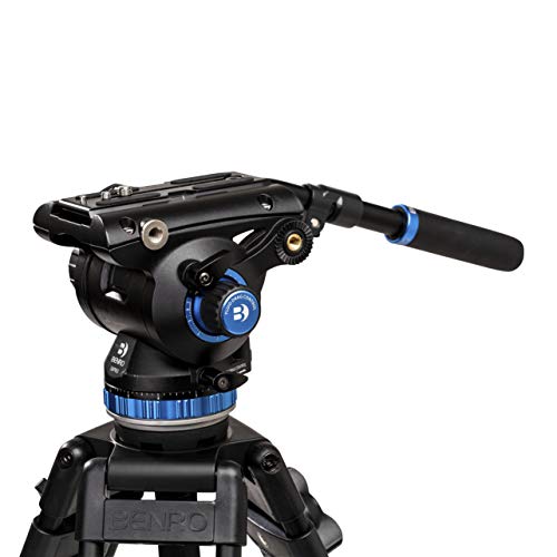Benro S8 PRO Flat Base Fluid Video Head, 17.6 lb Max, 8 Step Counterbalance (0-7), 3/8"-16 Accessory Mounts, 3/8"-16 Head Mount, w/Pan Arm (S8PRO) - Image 1