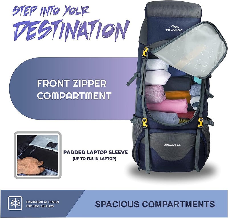 TRAWOC AIRWAVE 60L Travel Backpack - Image 5